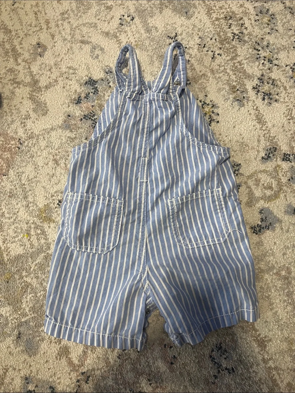 Gymboree Blue and White Striped Short Overalls